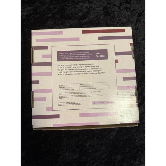 XO, Sienna Black Felt Message Board With Letters Numbers Emoji 10" Square Wood - Picture 3 of 7